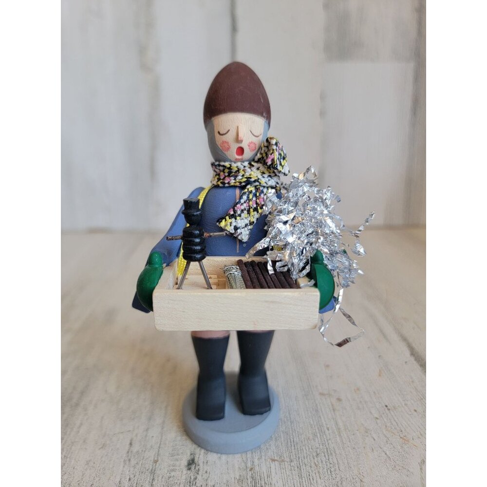 Vintage Erzgebirge boy toy vendor wooden figure xmas